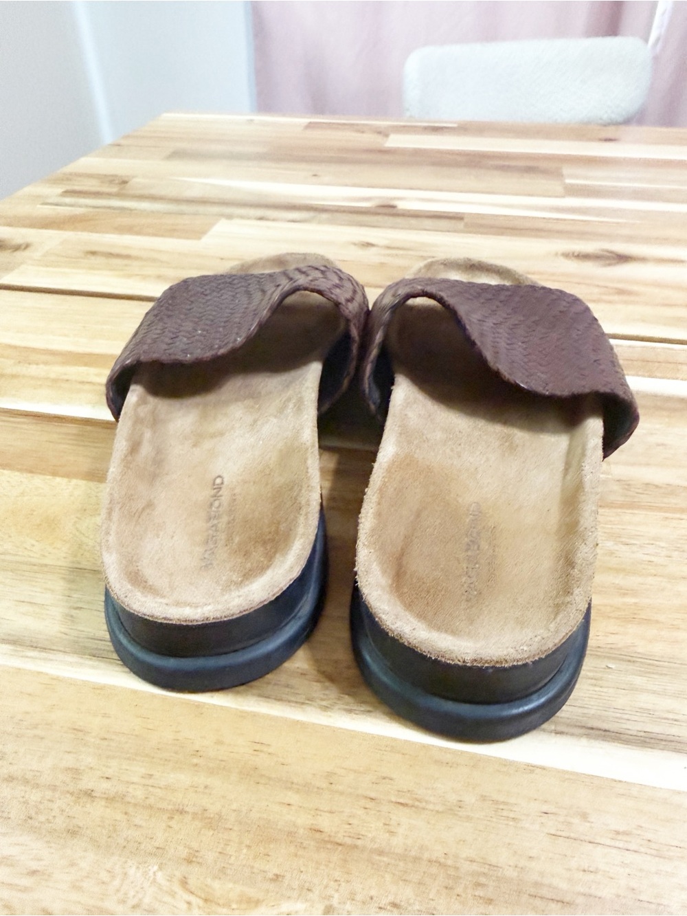 Vagabond Anthropologie Effie Woven Leather Brown Flat Dad Sandals Slip On 39 - Picture 12 of 15